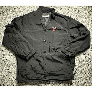 Payboy Pacsun Jacket Men's Medium‎ Black Bomber Windbreaker Snap Button Graphic
